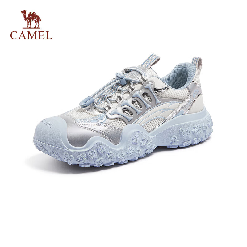 CAMEL Women's Hiking Shoes, Version 2.0 Mecha Edition, Outdoor Ugly-Cute Shoes, L25M202007W, Beige/silver/blue (Mesh), Size 35