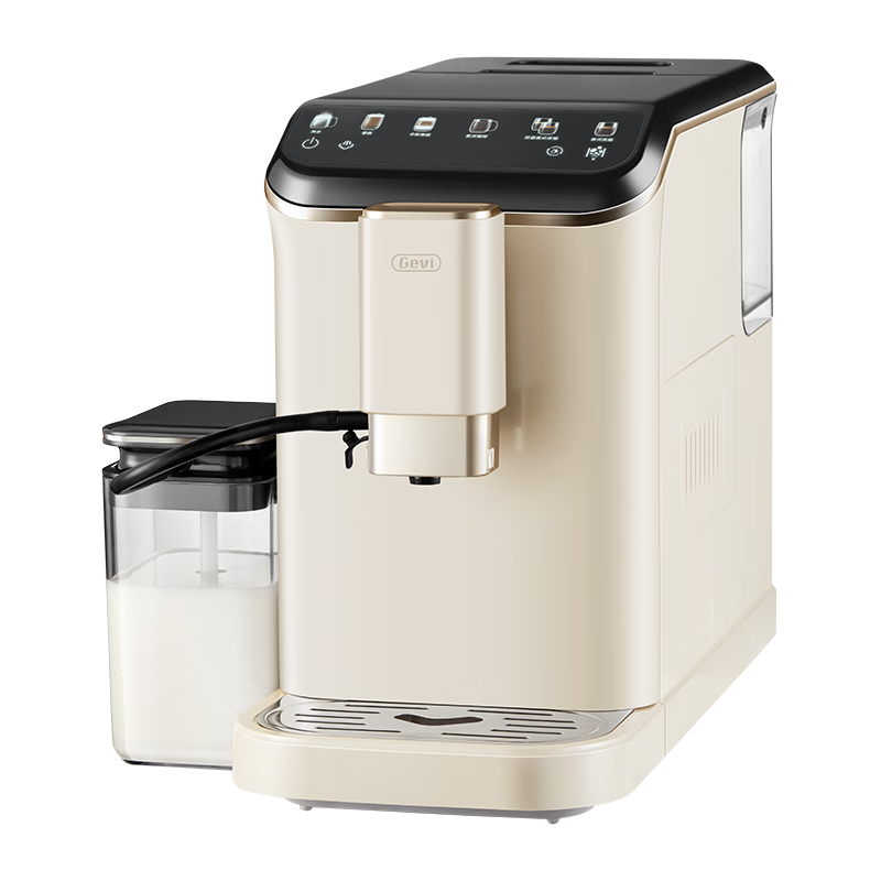 Gevi Fully Automatic Coffee Machine, Home Use Grinder All-In Small Coffee Maker, Americano Style, Automatic Milk Frother, Dual Heating, GV-KO1C Milk Coffee White, Ideal Gift Choice