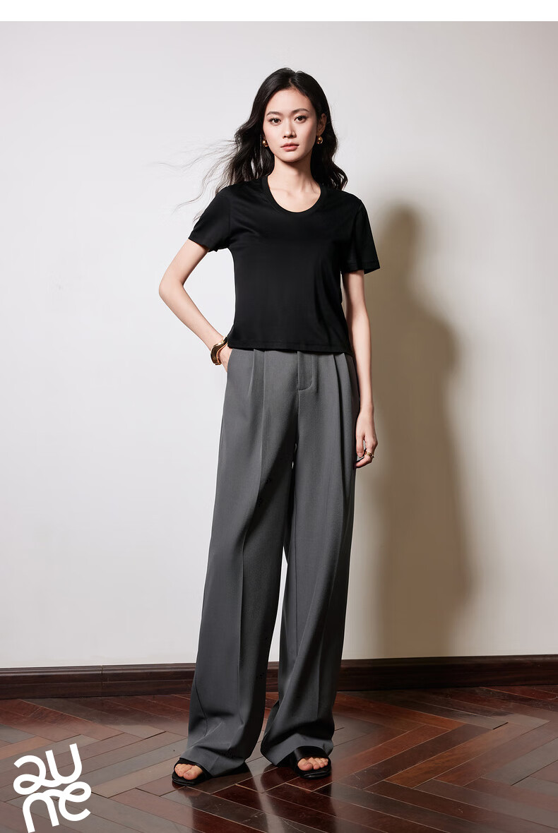Chuyu Mulberry Silk T-Shirt for Women, 2025 New Style, Mandarin Collar Short Sleeve Simple Versatile Top, Ice Lake Blue, M 27