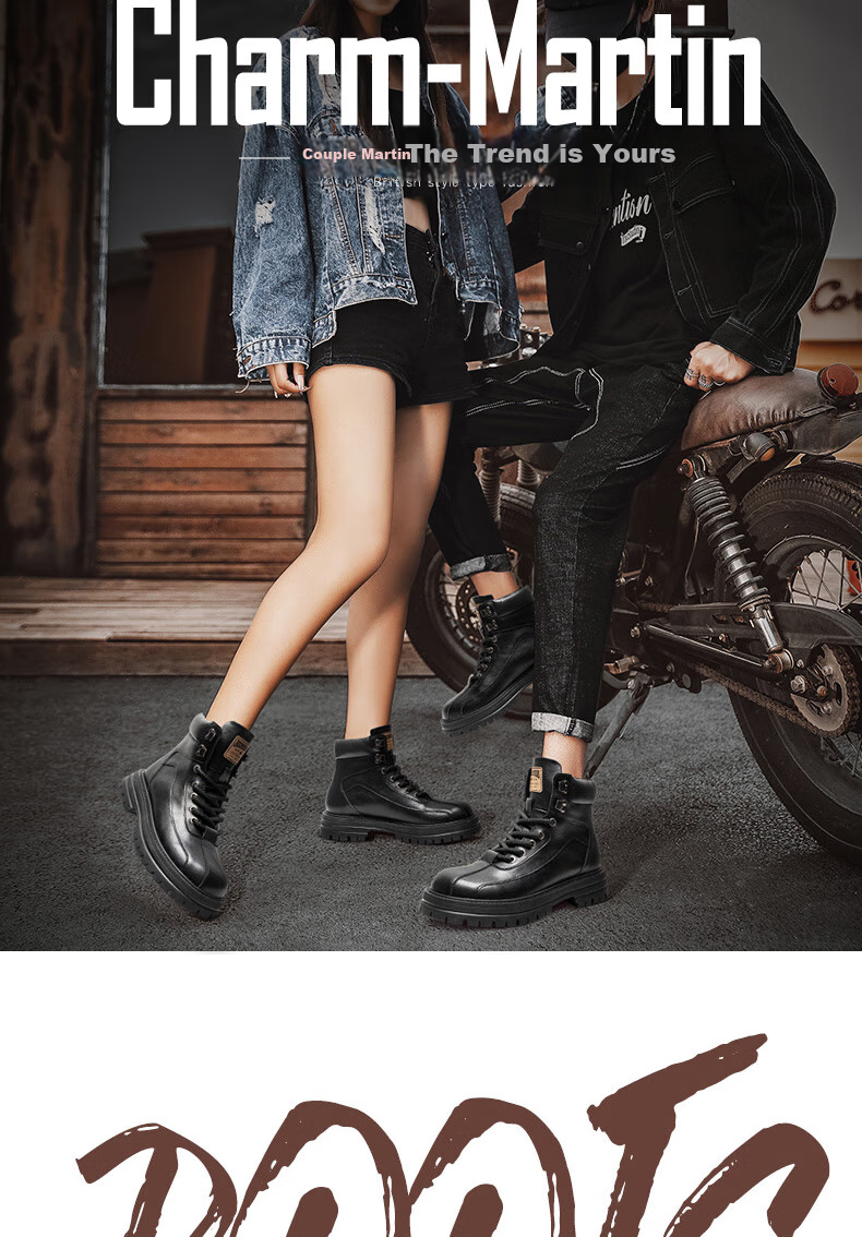 G.N.Shi Jia Men's Martin Boots, New Winter Style with Fleece Lining for Warmth, Outdoor Thick-Soled Height-Increasing Wear-Resistant Genuine Leather Work Boots for Me 2
