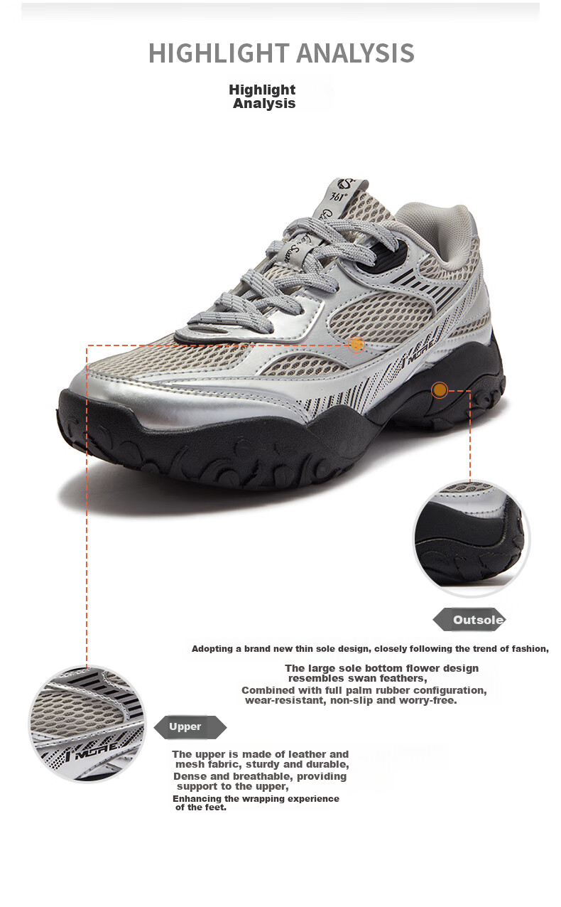 361° Women's Sports Shoes, Spring And Summer Swan Shoes, Mesh Upper, Retro Commuter Style, Thin-Soled Casual Shoes, 682526763-1 33