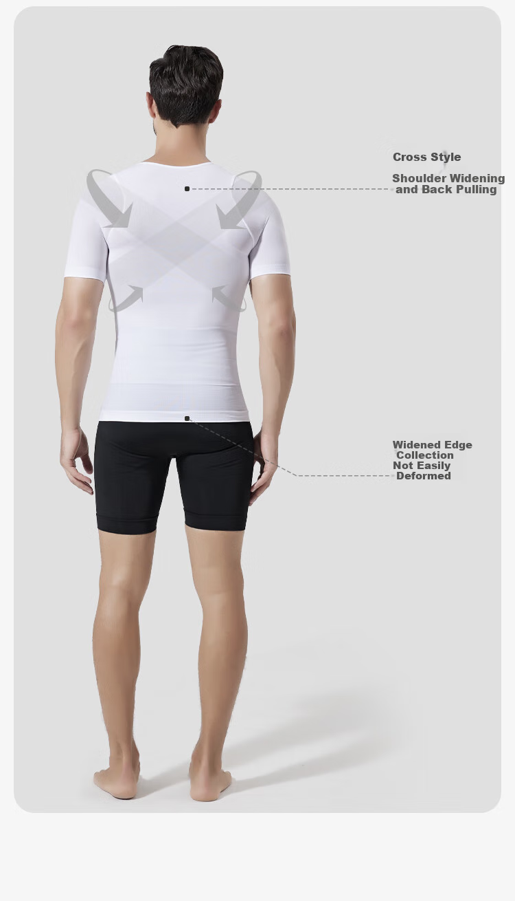 Livex Men's Tummy Control Shaping Shirt, Short-Sleeved Fitness Workout, High-Elastic Waist And Chest Binder, Slimming Breathable Tight-Fitting Top 9