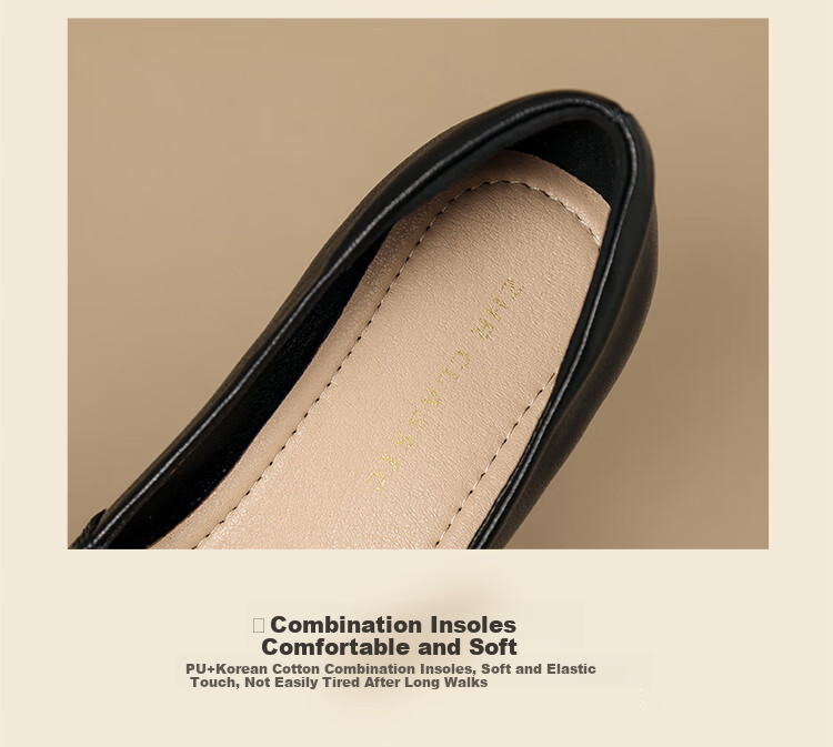 ZHR Top-Grain Leather Women's Pumps, Commuter Style, Chunky Heel, Comfortable Business Work Shoes for Women, KM31, Black, Size 38 9