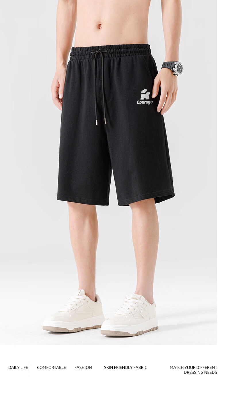 Baleno Cotton Sports Shorts for Men, Summer Loose Breathable Home Casual Thin Shorts for Outdoor Wear, Student Gray Mid-Length Shorts 13