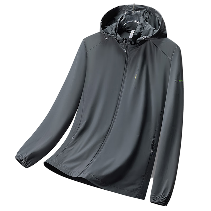 ROMON Men's Sunscreen Jacket Ice Silk Cooling Detachable Hood Lightweight Breathable Outdoor Casual Coat 5088A