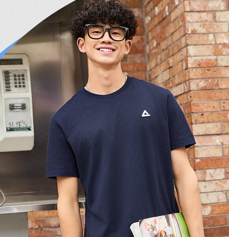 PEAK Men's Summer Short Sleeve Pure Cotton Casual Loose Breathable Outdoor Xinjiang Cotton Sports Base T-Shirt DF652430 42