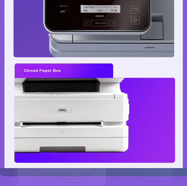 Deli M2500ADN Black And White Laser Printer, Office Three-In A4 Printing, Copying, Scanning, Home And Study Use, Double-Sided Laser Printer 20