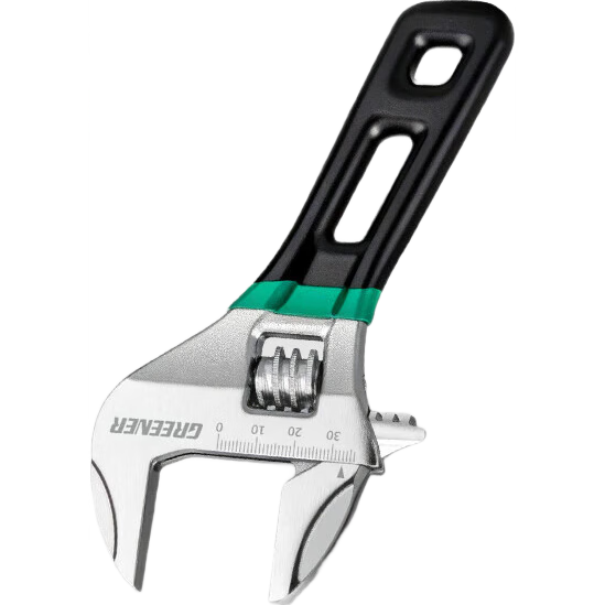 GREENER Wide-Mouth Adjustable Wrench, Universal Short-Handle Adjustable Spanner, for Home Use in Narrow Spaces And Bathroom, Flat Head, 6 Inches