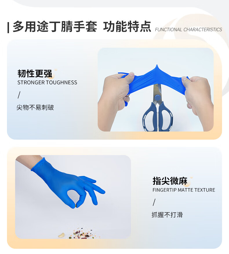 Titanfine Industrial Disposable Multipurpose Nitrile Gloves Work Safety Wear-Resistant Box of 100 Deep Blue Size S 1