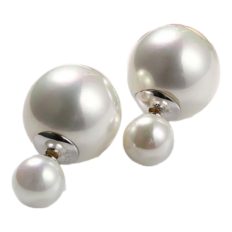 Grace Girl Large And Small Bead Earrings for Women, Stud Earrings, Elegant Ear Jewelry, Double-Sided Wearable, Anniversary Birthday Gift for Girlfriend