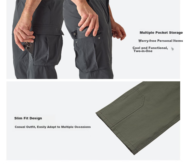 DECATHLON Elastic Quick-Dry Pants for Men, Outdoor Hiking Trousers, Climbing Pants, Sports Long Pants, Gray-Green Color, Size S-2747127 9