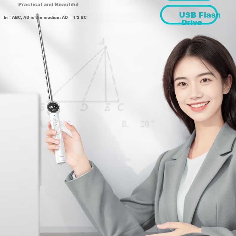 ASiNG A32 Retractable Teaching Pointer, Page-Turning Pen for Teachers, Multifunctional PPT Remote Control Pen, Laser Time Display, Magnification, Focusing, Writing, Line Drawing, Countdown, Extendable Teaching Pointer, 32GB 6