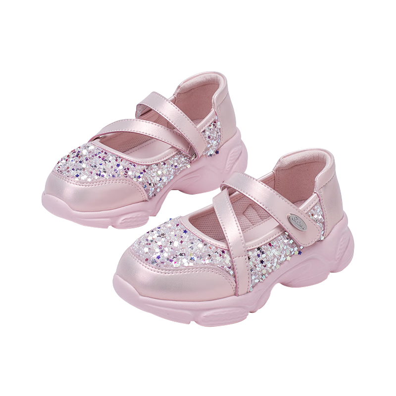 Follow Me Girls' Sports Shoes, Spring And Autumn Soft Sole Non-Slip Breathable Casual Shoes for Children, Pearl Pink, Size 34