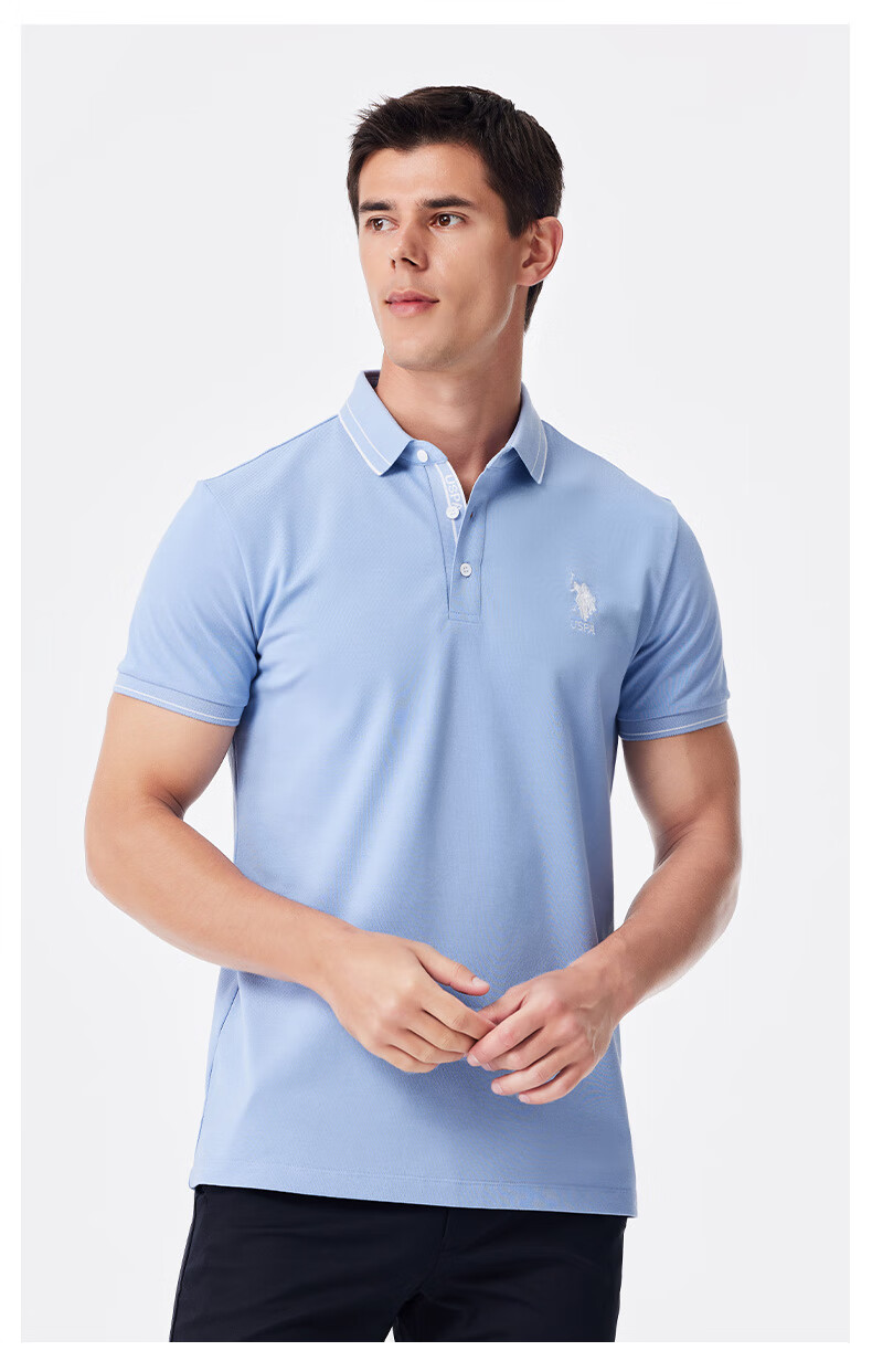 U.S. POLO ASSN. Men's Polo Shirt, Business Casual Summer Short-Sleeve T-Shirt, Collared Half-Sleeve Top, Father's Day Gift 12