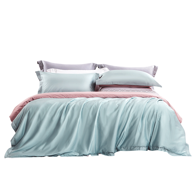FUANNA Bedding Set 3-Piece 60s Long-Staple Cotton 100% Pure Cotton Sheet and Duvet Cover for 1.2m Bed (152*210cm) Green Bamboo
