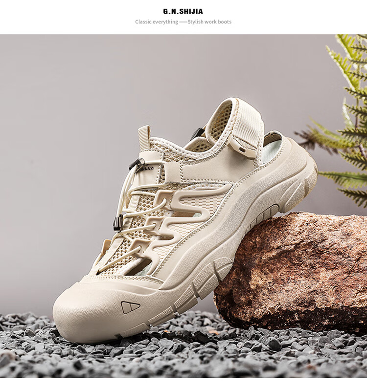 Bull Family Baotou Men's Summer Breathable Hollow Beach Sandals Outdoor Casual Sports Creek Shoes Men's Hole Shoes 53