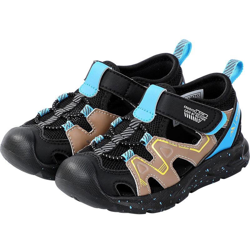 Dr. Jiang Toddler Walking Shoes Summer Boys and Girls Trendy Versatile Baby Children's Sandals 2S14A2024AM Black/Khaki Size 22