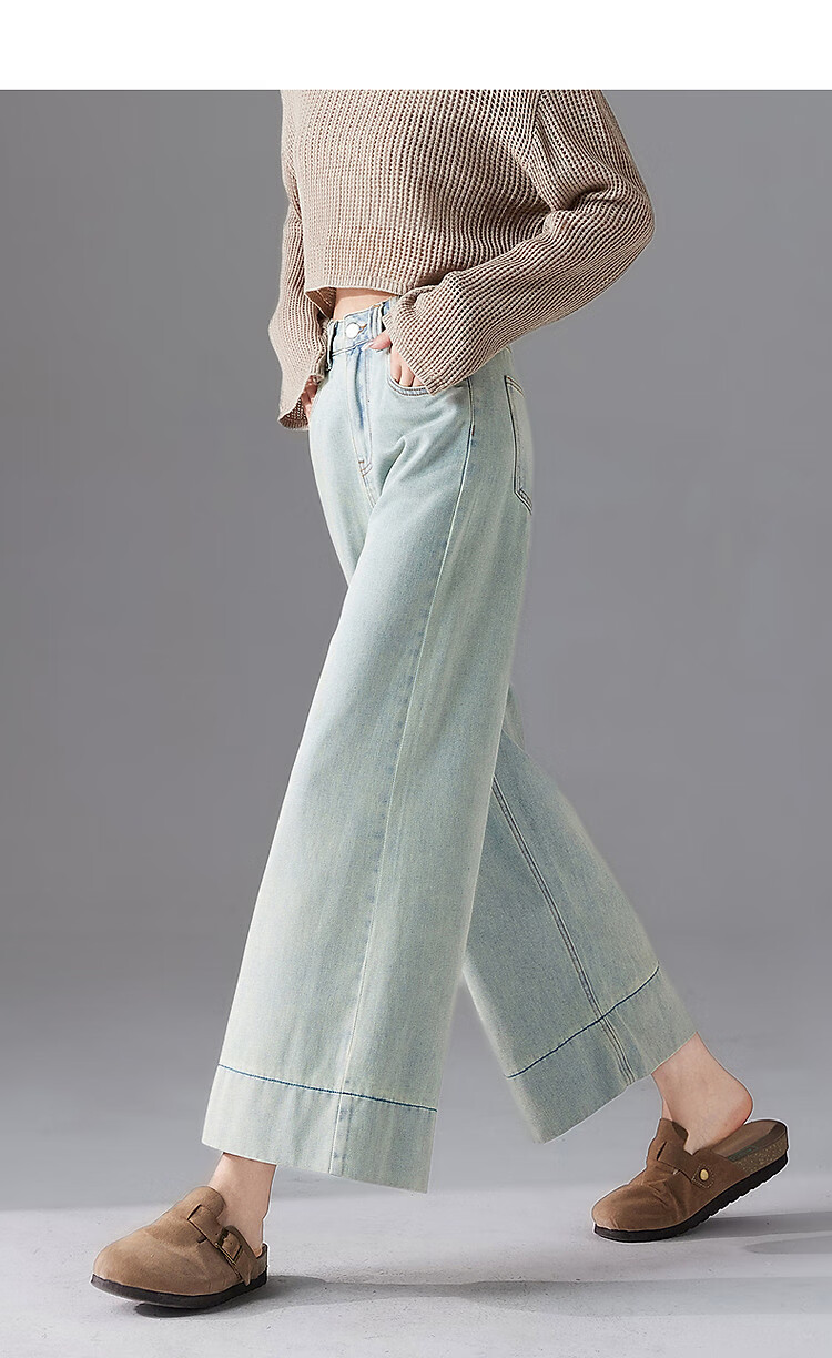 Dme [Vintage Fading Craft] Spring Cotton Soft High-Waisted Wide-Leg Relaxed Fit Women's Jeans for Spring 2