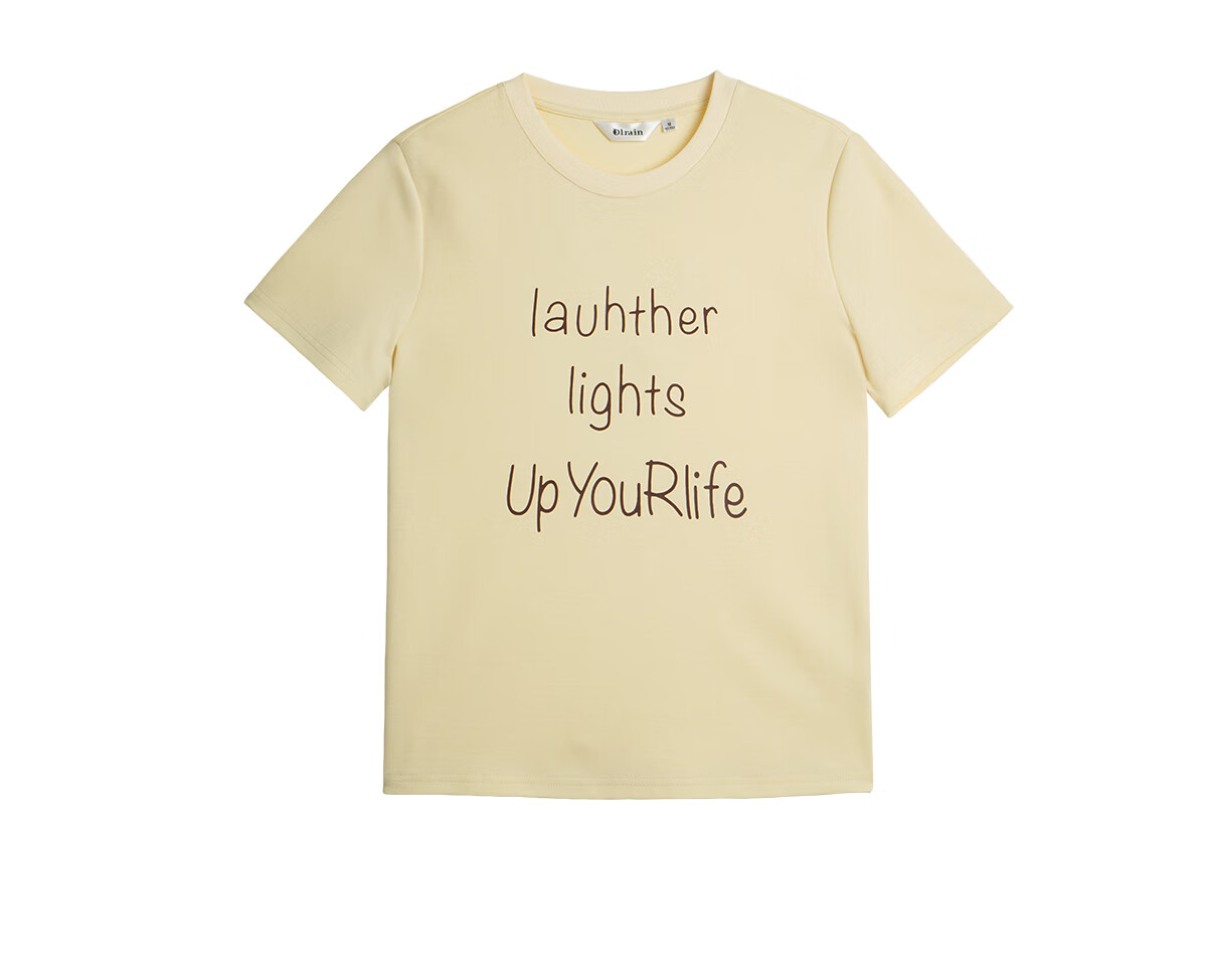 Oulain Letter Print Short-Sleeve T-Shirt, Women's Versatile Loose Casual Round Neck Top, Purple, S 41