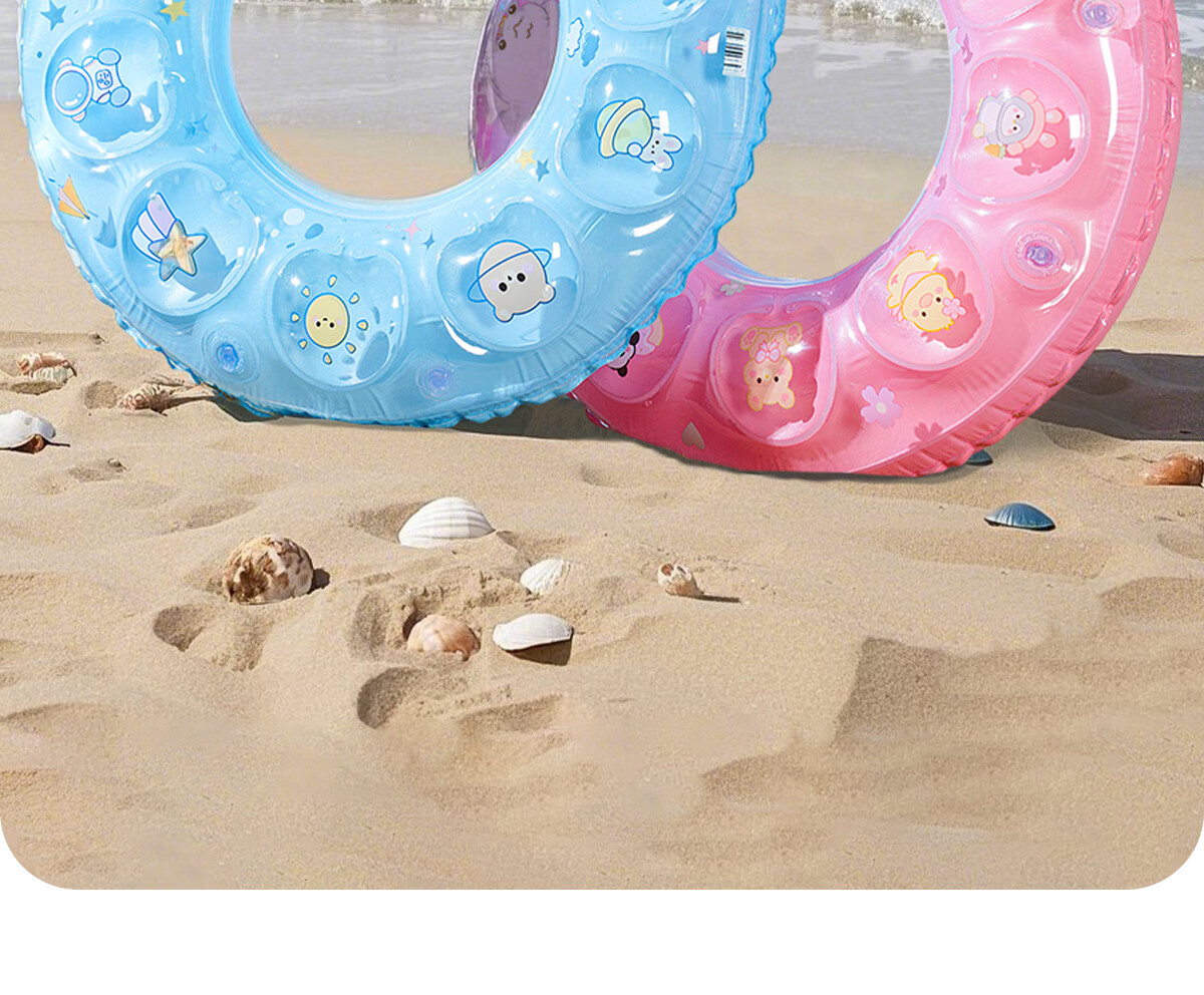 361° Children's Swimming Ring, for Boys And Girls, Anti-Rollover, Suitable for Beginners, Cute Underarm Inflatable Life Buoy, Light Sky Blue 12