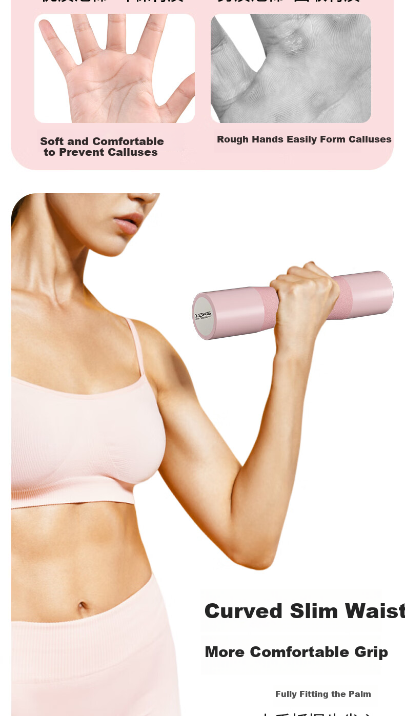AiMeiShi Aerobic Dumbbells, Solid Cast Iron Fitness Home Equipment, Children's Small Dumbbells, for Beginners to Work on Arm Muscles, 1.5kg*2 Pink 7