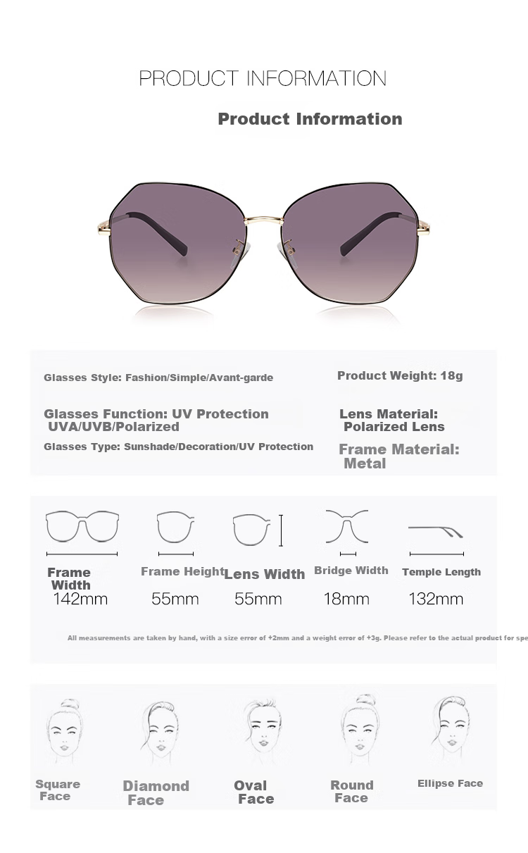 VEGOOS Sunglasses for Women, Korean Style Street Photography Metal Trendy UV Protection Polarized Driving Sunglasses SY8063 8