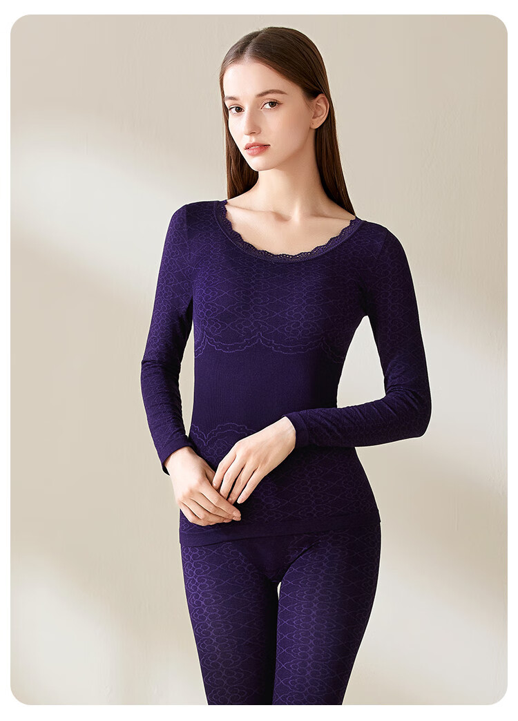 LangSha Women's Thermal Underwear Set: Seamless Cotton Autumn Top And Pants, High-Elastic Slim-Fit Base Layer, Women's Thermal Undergarments 17