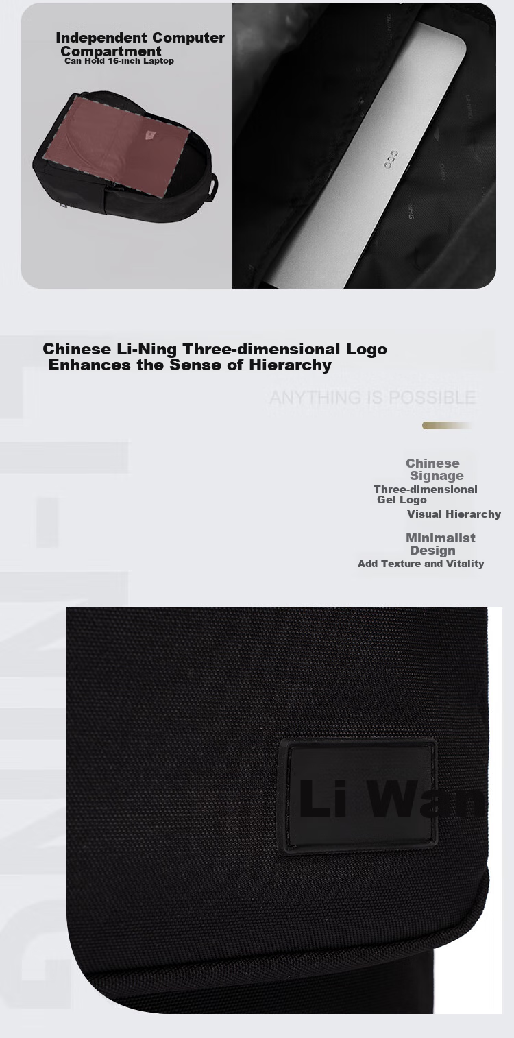 Li-Ning Backpack for Men, Large Capacity Fashionable Casual Travel Bag Laptop Bag for High School, College And Middle School Students 9