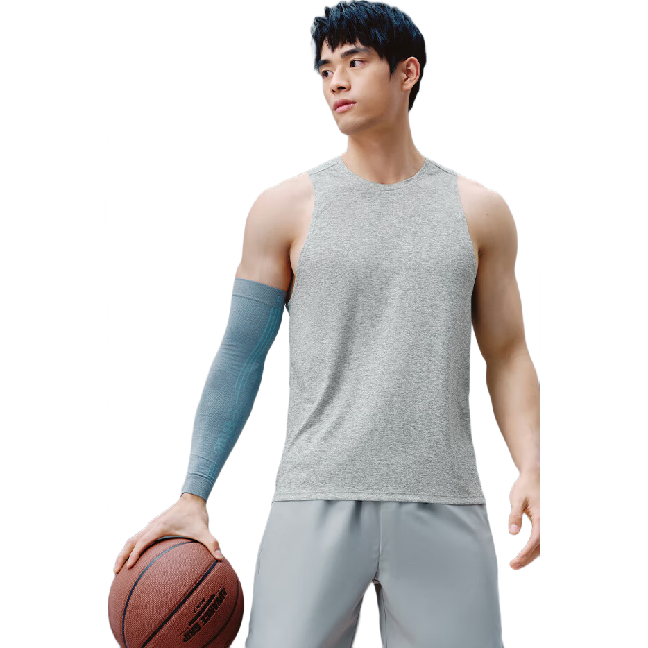 JD Jingzao Elastic Quick-Dry Men's Tank Top Running Fitness Sleeveless Basketball T-Shirt Training Sportswear Sage Gray S