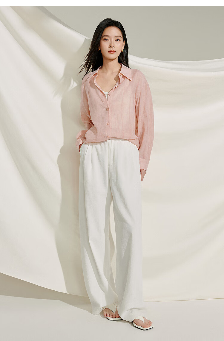 INMAN [Same As in Fashion Shows] French Draping Wide-Leg Straight Pants for Women, Summer 2026 Long Trousers, Pearl White, Size S 8
