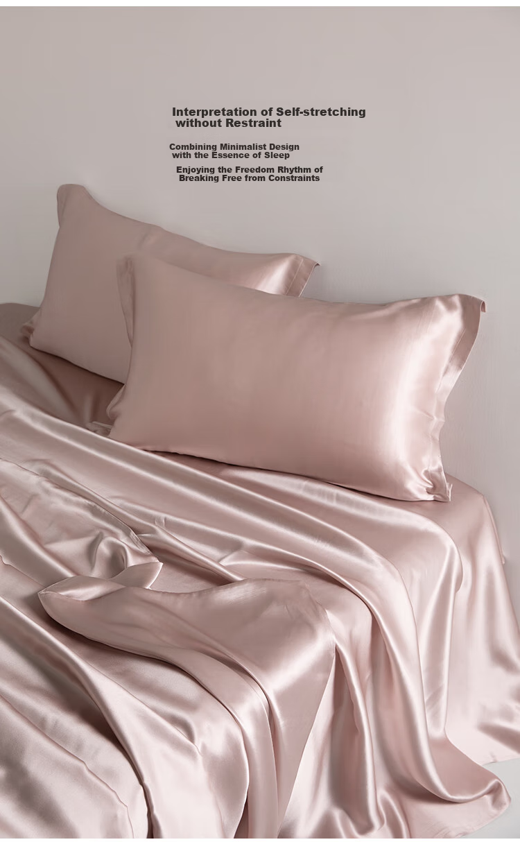 Silk Empress Premium 6A Mulberry Silk 4-Piece Bedding Set 100% Mulberry Silk Bed Linen 200x230cm [Elegant Pink] 11