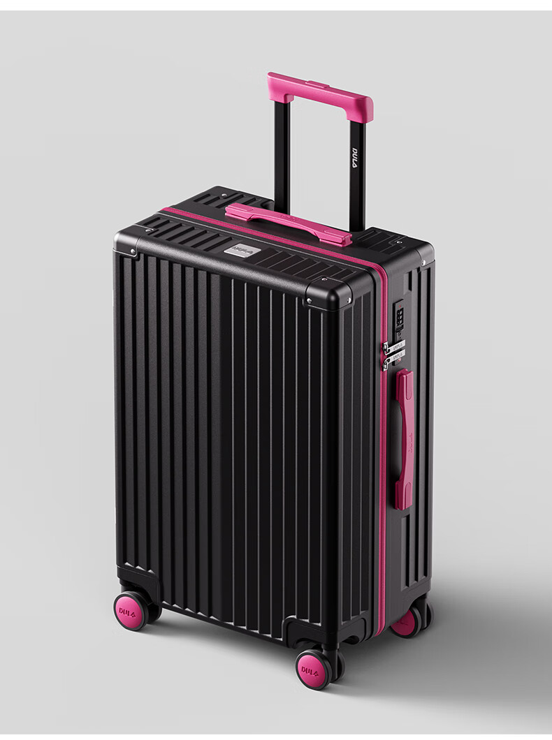 DULA Luggage High-Quality Suitcase with Cup Holder, Multifunctional Trolley Case for Men And Women, Travel Suitcase with Password Lock, Trendy Black Rose 26-Inch 1