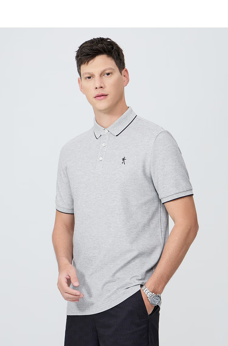 DANCING WOLVES [7A Antibacterial 2A Anti-Mite] Cool And Shape-Retaining Collar Breathable Men's Short Sleeve POLO, 102 Navy Blue, 2XL(185) 15