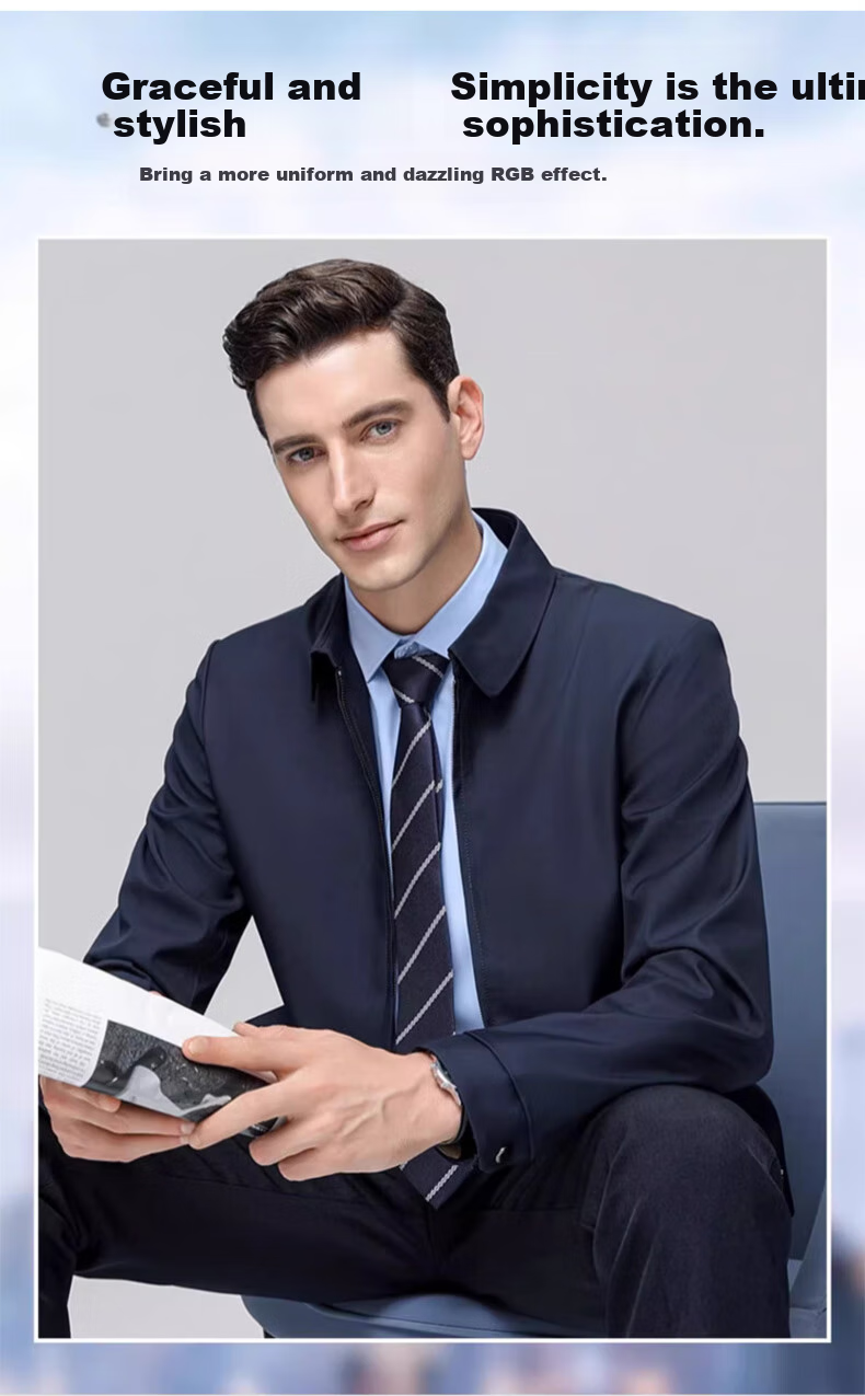 ROMON Lapel Jacket for Men, Spring Season Middle-Aged And Elderly Cadre Outfit, Business Casual Dad Wear JK001 Khaki 2XL 1