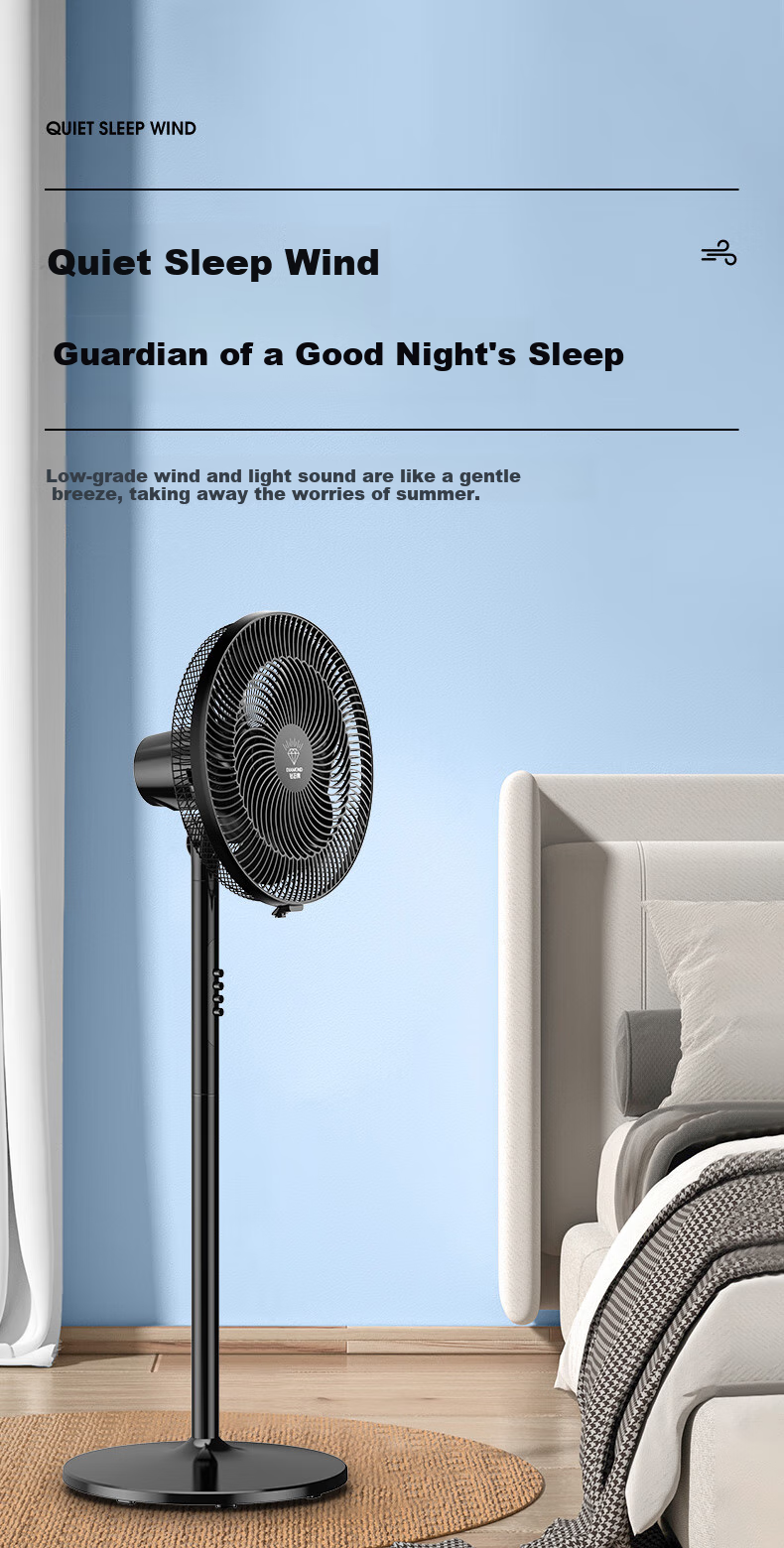 DIAMOND Electric Fan, Home Floor Fan, Industrial Fan, Standing High-Power Oscillating Fan, Powerful Electric Fan for Living Room, Factory Workshop, Commercial Aluminum Blade Business Electric Fan M014 7