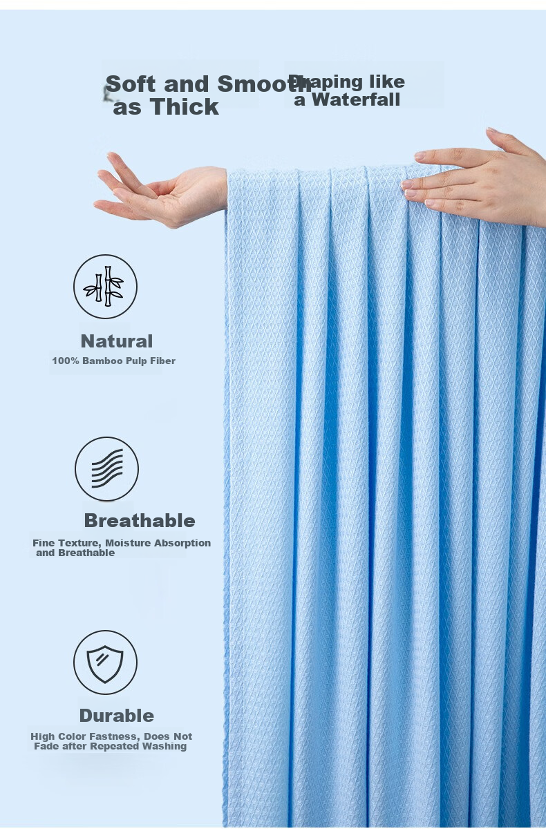 AVIVI Bamboo Fiber Ice Silk Blanket, Summer Single Air Conditioning Quilt, Nap Blanket for Summer, Blue, 150*200cm 3