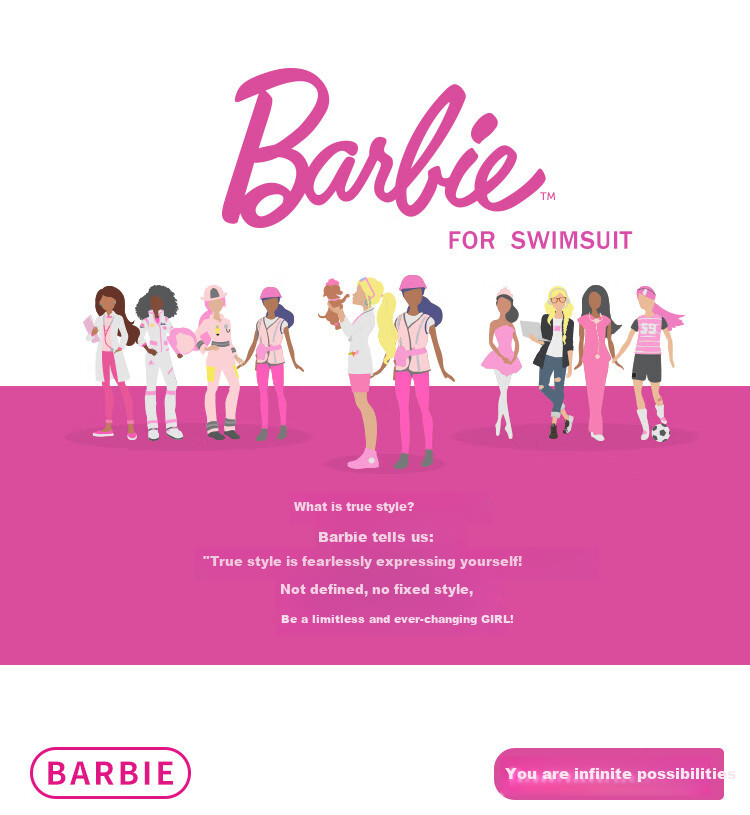 Barbie Women's Two-Piece Swimsuit, Plus Size, Slimming, Conservative, for Beach Vacation And Hot Springs, Casual Three-Piece Swimwear Set 1