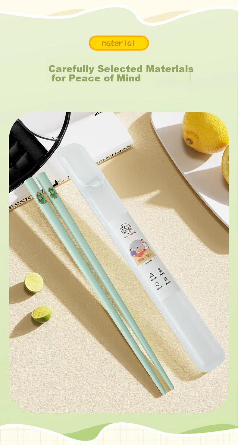 Shihua Children's Portable Chopsticks Set of 2, Heat-Resistant Non-Slip Anti-Mold Alloy Chopsticks with Utensils Storage Box for Students And Toddlers 5