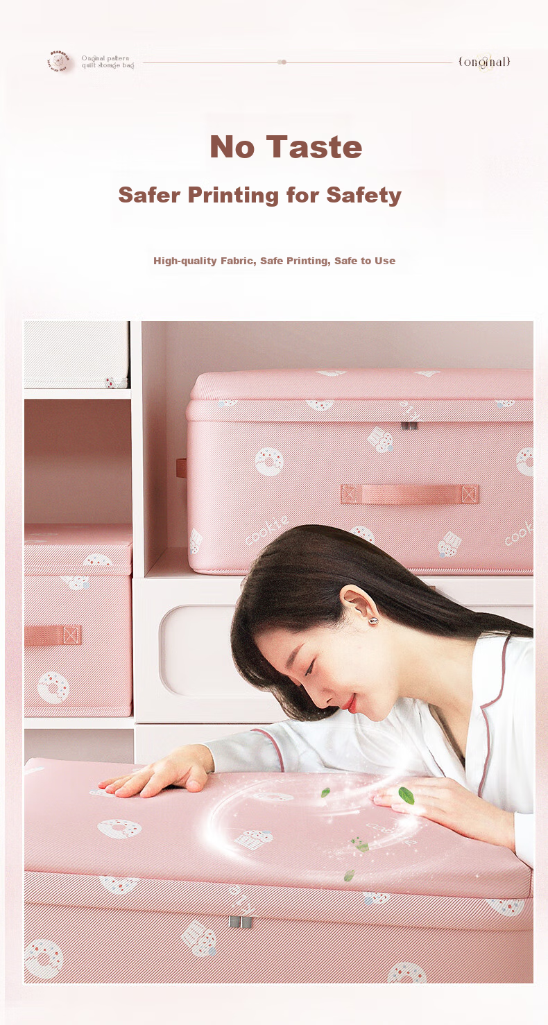 Baicaoyuan Quilt Storage Bag, Clothes Organizer Bag, Moving Packing Cotton Quilt Bag, Clothing Dust Cover, Night Cherry Pink, L 4