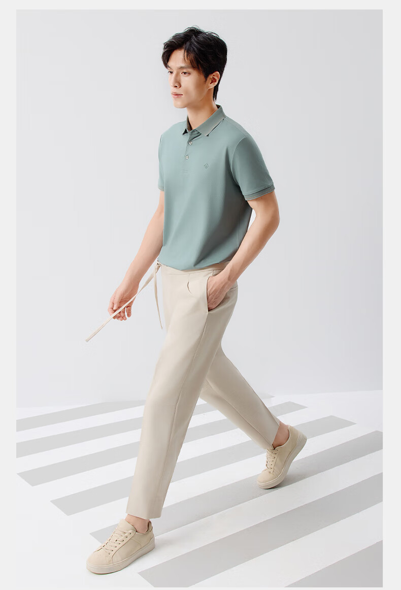 Hodo [Lin Gengxin's Style] Modal Silk Short-Sleeve Cool-Feeling Antibacterial Polo Shirt, Turn-Down Collar T-Shirt 22