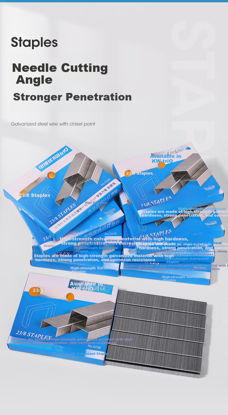 KW-Trio 0238 Heavy-Duty Staples, Office Thickened Staples, Strong Penetration And Corrosion Resistance, Stapler Needles, 5 Boxes, Can Bind up to 50 Pages 4