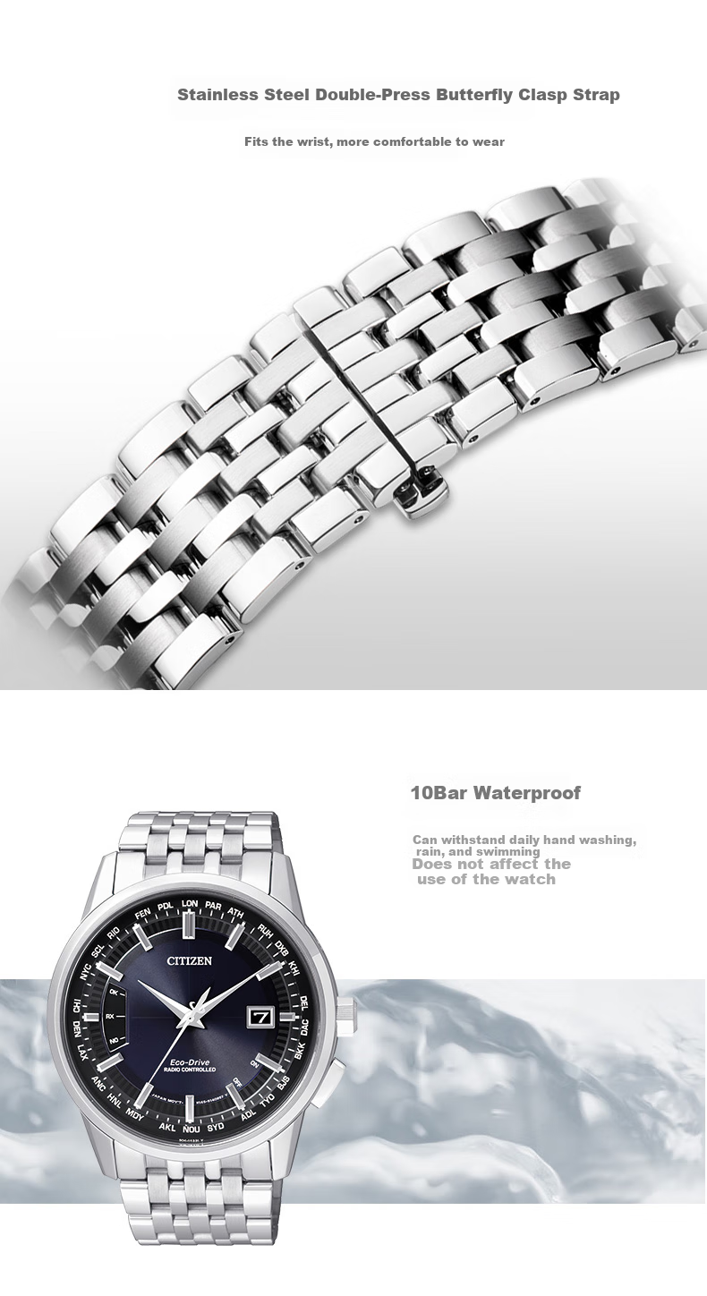 CITIZEN Men's Watch Japanese-Korean Solar Radio Black Dial Super Titanium Business CB5045-60E Father's Day Gift 7