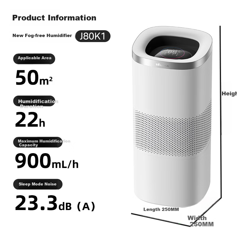 Bear Mist-Free Air Humidifier 960mL/h Large Capacity Humidifier for Home Living Room, Specialized for Mothers And Babies, Antibacterial, Rhinitis Relief, Air Conditioning Room, Cold Evaporation Moisturizing JSQ-J80K1