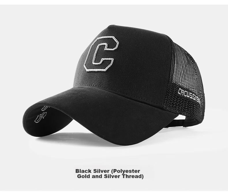 CACUSS Baseball Cap for Men, Summer Mesh Large Head Circumference Embroidered Visor Hat Sun Protection High Top Cap, Gray Large Size 7