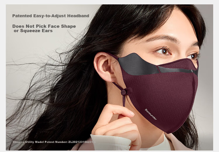 Beneunder Facial Mask with Protective Screen, Winter Face Mask, Physical Moisturizing Sun Protection Mask, Breathable for Sensitive Skin, Deep Floral Gray 15