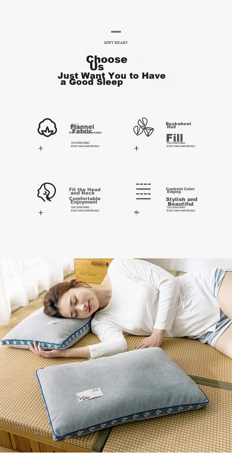 YALU & FREEDOM Buckwheat Pillow, 100% Pure Buckwheat Hull Pillow Core, Adult Sleeping, 5 Jin (2.5 Kg), Removable And Washable, 46x72cm, Pure Gray 4