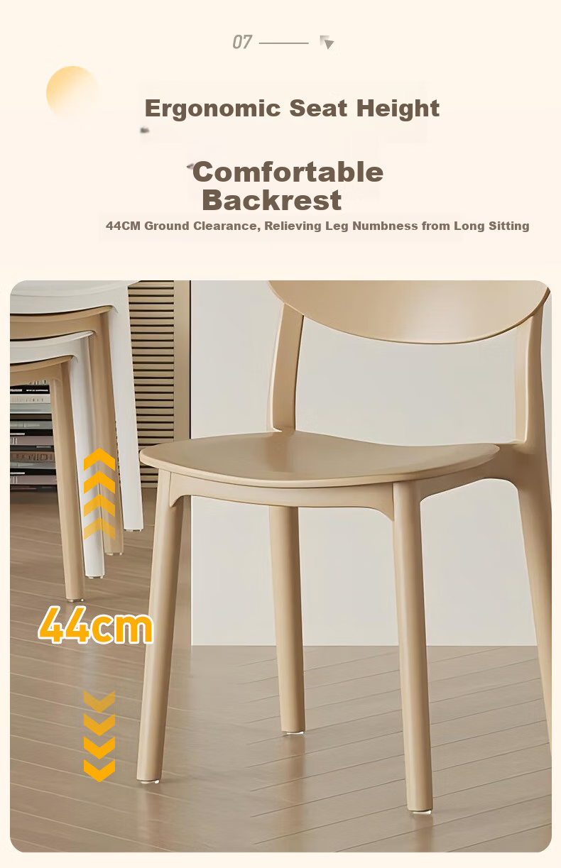 Quanpinwu Dining Chair Stool Plastic Chair Milk White Office Chair Backrest Leisure Chair Desk Chair Study Chair Makeup Chair 7