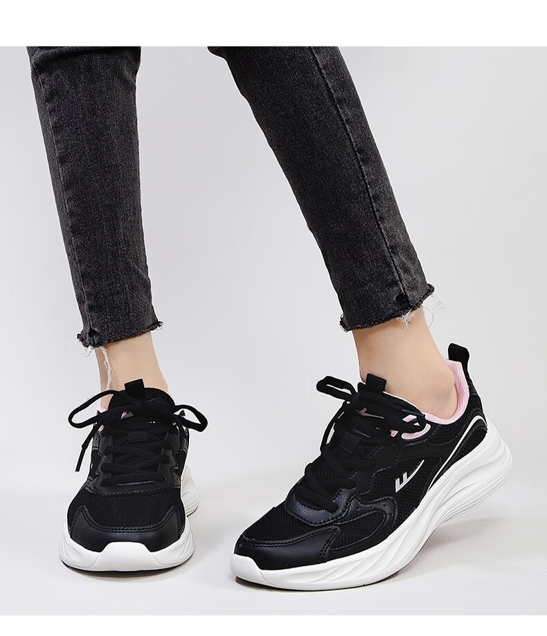 Huili Official Women's Shoes, Summer Breathable Mesh Sneakers, White Women's Shoes, Running Shoes for Women, All Black, Size 42 18