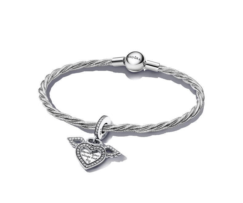 Pandora Endless Protection Bracelet Set, Silver Heart-Shaped Design, Personalized Snake Bone Chain, Birthday Gift for Girlfriend 2