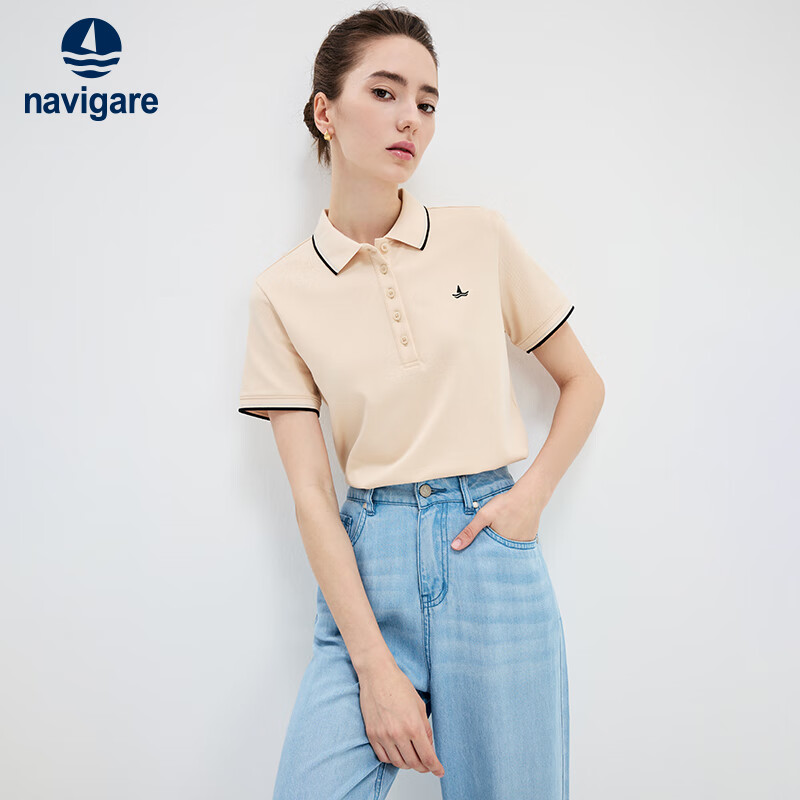 Navigare Women's Basic Collared T-Shirt, Commuter Short-Sleeve Polo Shirt, 2325525529